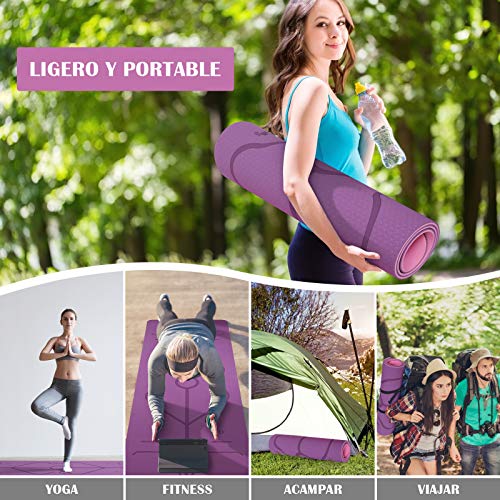 IYAQILEHE Esterilla Yoga TPE, Colchoneta Yoga Antideslizante Alfombrilla de Yoga con Líneas de Orientación No Tóxico Mat Yoga para Deporte Pilates Fitness Acampar Viajar 183 * 61 * 0.6 cm IYAQILEHE Esterilla Yoga TPE, Colchoneta Yoga Antideslizante Alfombrilla de Yoga con Líneas de Orientación No Tóxico Mat Yoga para Deporte Pilates Fitness Acampar Viajar 183 * 61 * 0.6 cm