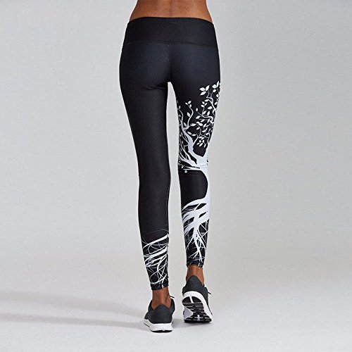 IYU_Dsgirh Pantalones Yoga Mujeres Patrón de árbol Leggings Pantalones Largos Deportivos para Mujer (Negro, L)