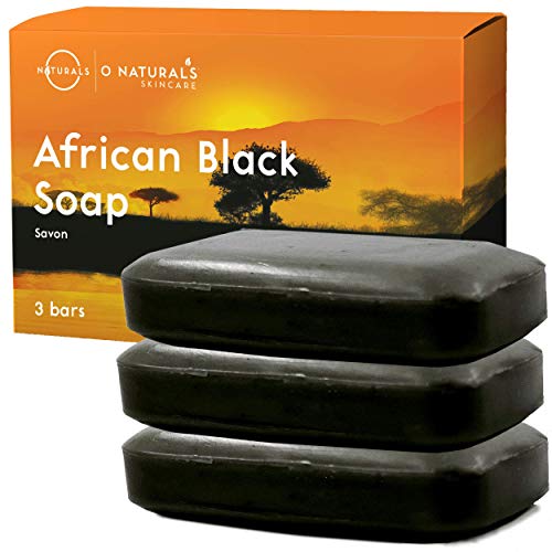 Jabón Africano Natural Negro Facial Cuerpo y Manos Limpieza Exfoliante Vegano Detox Para Acné Psoriasis Eccema Minimiza Poros Puntos Negros con Aceites Esenciales Terapéuticos Para Hombre Mujer 340 Gr