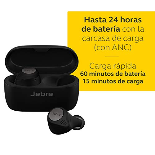 Jabra Elite Active 75t - Auriculares deportivos inalámbricos con Cancelación Activa de Ruido y batería de larga duración para llamadas y música – Negro Titanio