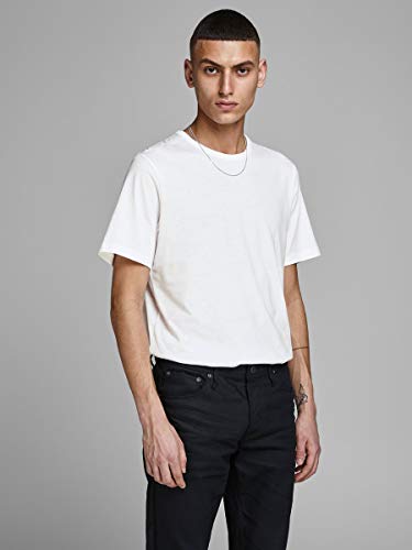 Jack & Jones Jacbasic Crew Neck tee SS 2 Pack Camiseta, Blanco (White White), Large (Pack de 2) para Hombre