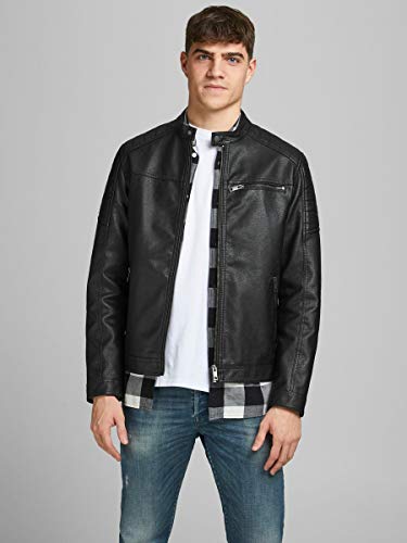 Jack & Jones Jcorocky Jacket Noos Chaqueta, Negro (Black Pattern: PU), Large para Hombre