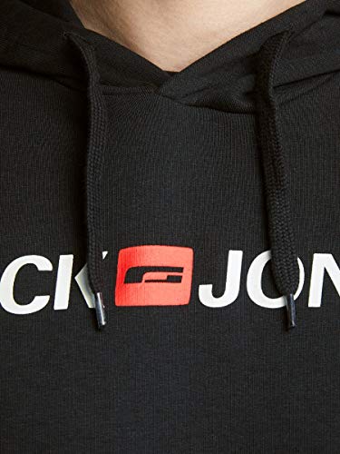 Jack & Jones Jjecorp Logo Sweat Hood Noos Capucha, Negro (Black Detail:Reg Fit), Large para Hombre Jack & Jones Jjecorp Logo Sweat Hood Noos Capucha, Negro (Black Detail:Reg Fit), Large para Hombre