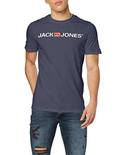 Jack & Jones Jjecorp Logo tee SS Crew Neck Noos Camiseta, Azul (Navy Blazer Detail: Slim Fit), Large para Hombre