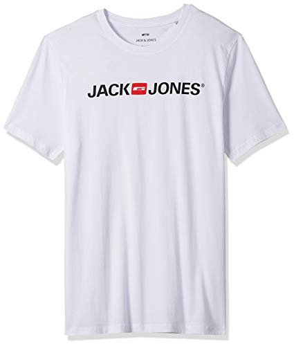 Jack & Jones Jjecorp Logo tee SS Crew Neck Noos Camiseta, Blanco (White Detail: Slim Fit), Medium para Hombre