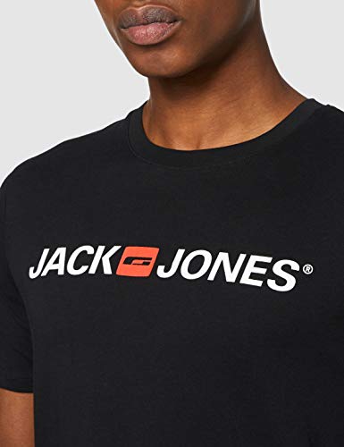 Jack & Jones Jjecorp Logo tee SS Crew Neck Noos Camiseta, Negro (Black Detail: Slim Fit), Small para Hombre