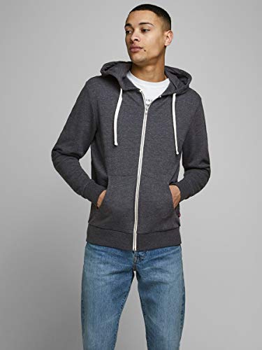 Jack & Jones Jjeholmen Sweat Zip Hood Noos Sudadera, Gris (Dark Grey Melange), Large para Hombre