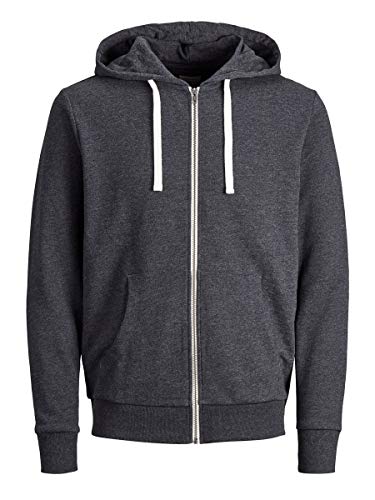 Jack & Jones Jjeholmen Sweat Zip Hood Noos Sudadera, Gris (Dark Grey Melange), Large para Hombre