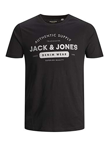 Jack & Jones JJEJEANS tee SS Crew Neck Noos 20/21 Camiseta, Negro, S para Hombre