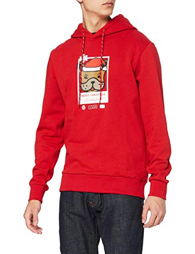 Jack & Jones JORDOGGYXMAS Hood Xmas Sudadera con Capucha, Samba/Fit: Sweat Fit, L para Hombre