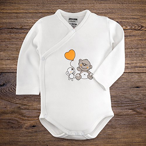Jacky - Bodies para bebé de manga larga - 2 Ud. - 100% algodón / Oeko-Tex Standard 100 / Unisex / Color: beige / blanco con ositos. Talla 50/56 Jacky - Bodies para bebé de manga larga - 2 Ud. - 100% algodón / Oeko-Tex Standard 100 / Unisex / Color: beige / blanco con ositos. Talla 50/56