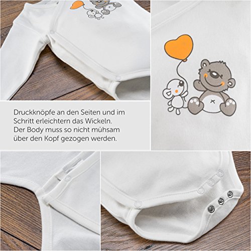 Jacky - Bodies para bebé de manga larga - 2 Ud. - 100% algodón / Oeko-Tex Standard 100 / Unisex / Color: beige / blanco con ositos. Talla 50/56 Jacky - Bodies para bebé de manga larga - 2 Ud. - 100% algodón / Oeko-Tex Standard 100 / Unisex / Color: beige / blanco con ositos. Talla 50/56