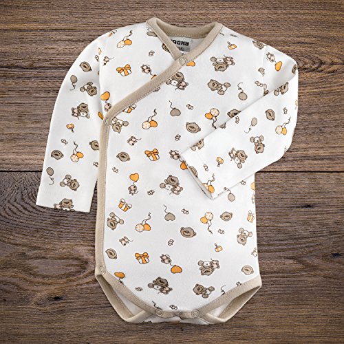 Jacky - Bodies para bebé de manga larga - 2 Ud. - 100% algodón / Oeko-Tex Standard 100 / Unisex / Color: beige / blanco con ositos. Talla 50/56 Jacky - Bodies para bebé de manga larga - 2 Ud. - 100% algodón / Oeko-Tex Standard 100 / Unisex / Color: beige / blanco con ositos. Talla 50/56
