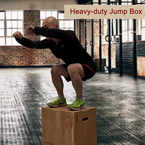 JacMok Caja de madera 3 en 1, para entrenamiento de agility Performance, caja de salto pesado-Jumping Box-20''x 18''x 16''