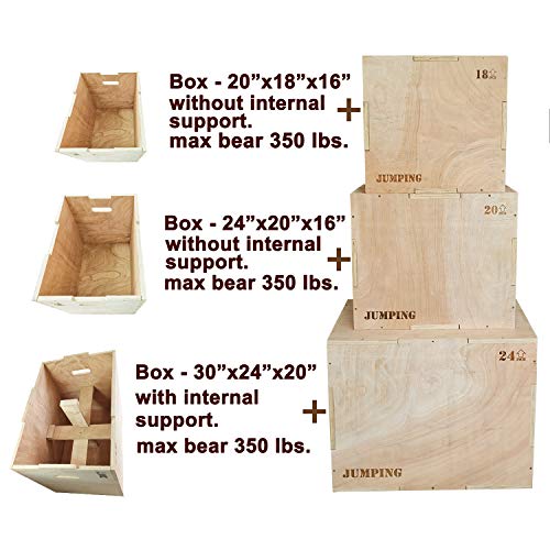 JacMok Caja de madera 3 en 1, para entrenamiento de agility Performance, caja de salto pesado-Jumping Box-20''x 18''x 16'' JacMok Caja de madera 3 en 1, para entrenamiento de agility Performance, caja de salto pesado-Jumping Box-20''x 18''x 16''
