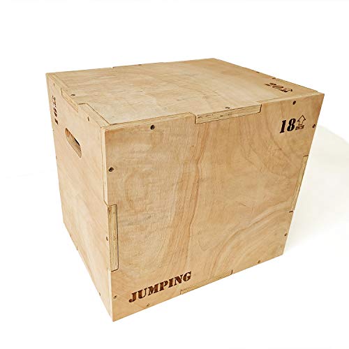 JacMok Caja de madera 3 en 1, para entrenamiento de agility Performance, caja de salto pesado-Jumping Box-20''x 18''x 16'' JacMok Caja de madera 3 en 1, para entrenamiento de agility Performance, caja de salto pesado-Jumping Box-20''x 18''x 16''