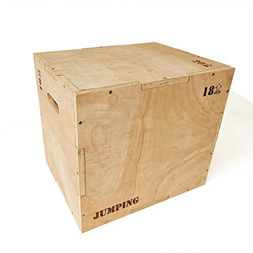 JacMok Caja de madera 3 en 1, para entrenamiento de agility Performance, caja de salto pesado-Jumping Box-20''x 18''x 16''