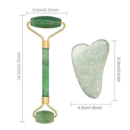 Jade roller,Rodillo Facial de JadeRodillo De Jade,Facial Masaje Piedra Gua Sha Jade, Masajeador Roller Tools Anti Aging