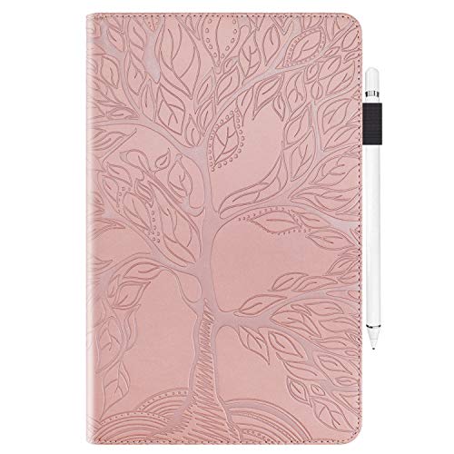 Jajacase Funda Folio iPad Mini 1 2 3 4 5 -Slim Carcasa Cuero PU Silicona y Multiángulo y Soporte Case Cover Protector-Rosado