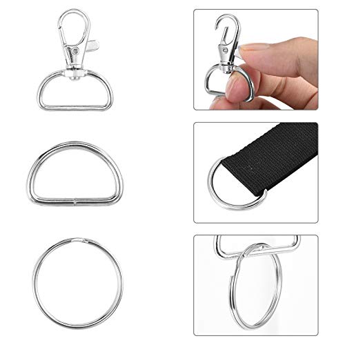 Jalan 60 Piezas Ganchos de presión giratorios de Metal con Anillos en D y llaveros para Manualidades DIY, Mochila, Bolso, proyectos de Costura - 20 mm