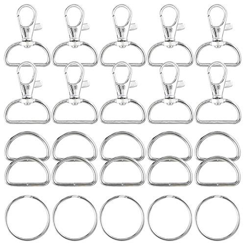 Jalan 60 Piezas Ganchos de presión giratorios de Metal con Anillos en D y llaveros para Manualidades DIY, Mochila, Bolso, proyectos de Costura - 20 mm Jalan 60 Piezas Ganchos de presión giratorios de Metal con Anillos en D y llaveros para Manualidades DIY, Mochila, Bolso, proyectos de Costura - 20 mm