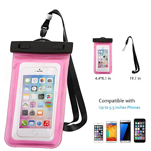 JALL Funda Impermeable MóVil - 5.5 Pulgadas Waterproof Case Universal Caja del TeléFono Estuche Estanco Al Agua Duradero – Haoxuan (Rosa)