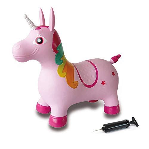Jamara 460316 - Unicornio colorido animal saltarín con bomba - Orejas como soporte