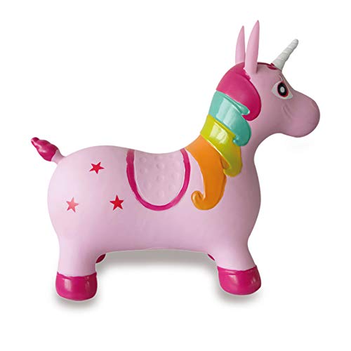 Jamara 460316 - Unicornio colorido animal saltarín con bomba - Orejas como soporte