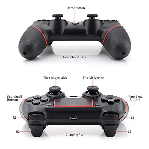 JAMSWALL Mando Inalámbrico para PS4, Mando para PS4/Pro/Slim/ PC, Controlador inalámbrico, Gamepad Wireless Bluetooth Controlador Joystick con Vibración Doble/Turbo/ Puerto de Audio/ Pantalla LED