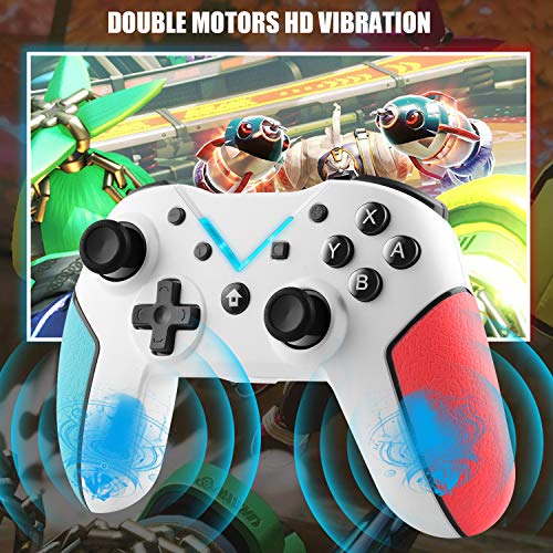 Jamswall Mando para Nintendo Switch, Controlador Inalámbrico Bluetooth Apoya Vibración, Turbo y Giroscopio, Gamepad para Nintendo Switch/Lite/Android/PS3/PC (Blanco)