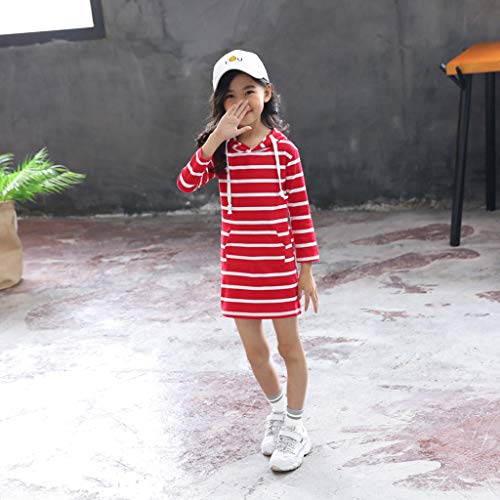 Janly Liquidación Venta Vestido Niña para 0-10 Años, Adolescente Chica Manga Larga Rayas Slim Falda con Capucha Vestido de Princesa, rojo, 2-3 Años Janly Liquidación Venta Vestido Niña para 0-10 Años, Adolescente Chica Manga Larga Rayas Slim Falda con Capucha Vestido de Princesa, rojo, 2-3 Años