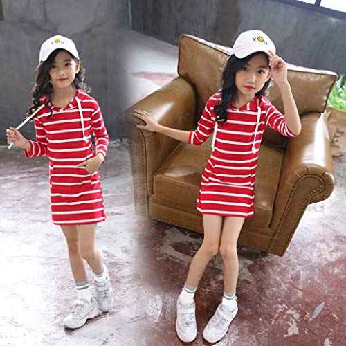 Janly Liquidación Venta Vestido Niña para 0-10 Años, Adolescente Chica Manga Larga Rayas Slim Falda con Capucha Vestido de Princesa, rojo, 2-3 Años Janly Liquidación Venta Vestido Niña para 0-10 Años, Adolescente Chica Manga Larga Rayas Slim Falda con Capucha Vestido de Princesa, rojo, 2-3 Años