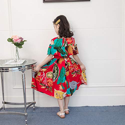 Janly Liquidación Venta Vestidos de Niña para Niñas de 2 a 9 Años, Bebé Niña Floral Hoja Vestido de Playa de Princesa Trajes Ropa para Niños Pequeños, rojo, 3-4 Años Janly Liquidación Venta Vestidos de Niña para Niñas de 2 a 9 Años, Bebé Niña Floral Hoja Vestido de Playa de Princesa Trajes Ropa para Niños Pequeños, rojo, 3-4 Años