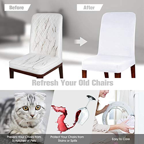 JARITTO Fundas para Sillas de Comedor Elásticas Modernas Cubierta de Silla para Cocina Protectores de Asiento Lavables Extraíbles Decoración para Hotel Restaurante Boda Banquete 4 Piezas (Blanco) JARITTO Fundas para Sillas de Comedor Elásticas Modernas Cubierta de Silla para Cocina Protectores de Asiento Lavables Extraíbles Decoración para Hotel Restaurante Boda Banquete 4 Piezas (Blanco)