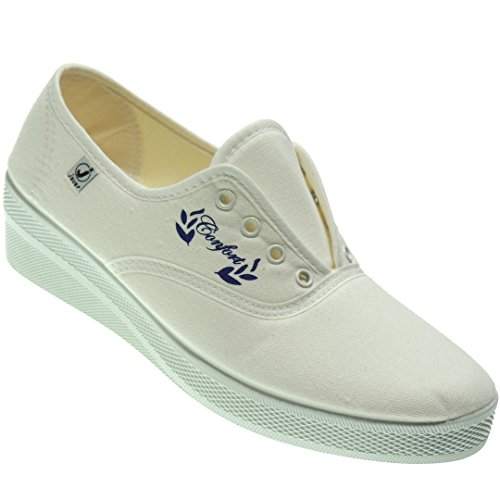 Javer. Deportivo Confort de Aerobic con Cordones en Lona y Cuña para Mujer - Modelo 1110 (40 EU, Blanco) Javer. Deportivo Confort de Aerobic con Cordones en Lona y Cuña para Mujer - Modelo 1110 (40 EU, Blanco)