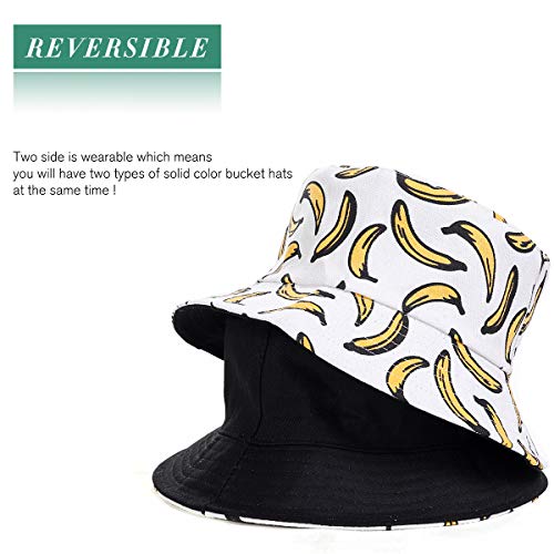 Jazmiu - Sombrero unisex, tipo pescador, de moda, estampado con dibujos de frutas, ideal para actividades al aire libre, reversible, se puede doblar para guardar Ba Blanco Taille unique Jazmiu - Sombrero unisex, tipo pescador, de moda, estampado con dibujos de frutas, ideal para actividades al aire libre, reversible, se puede doblar para guardar Ba Blanco Taille unique
