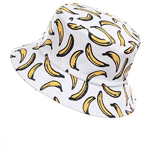 Jazmiu - Sombrero unisex, tipo pescador, de moda, estampado con dibujos de frutas, ideal para actividades al aire libre, reversible, se puede doblar para guardar Ba Blanco Taille unique Jazmiu - Sombrero unisex, tipo pescador, de moda, estampado con dibujos de frutas, ideal para actividades al aire libre, reversible, se puede doblar para guardar Ba Blanco Taille unique