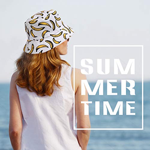Jazmiu - Sombrero unisex, tipo pescador, de moda, estampado con dibujos de frutas, ideal para actividades al aire libre, reversible, se puede doblar para guardar Ba Blanco Taille unique Jazmiu - Sombrero unisex, tipo pescador, de moda, estampado con dibujos de frutas, ideal para actividades al aire libre, reversible, se puede doblar para guardar Ba Blanco Taille unique