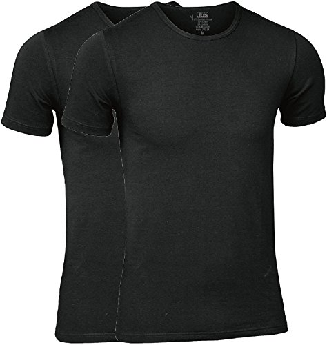jbs - Camiseta Hombre en Paquete Doble - Camiseta Interior de Viscosa (de celulosa de bambú) y algodón. Cuello Redondo, 2X, Negro, L