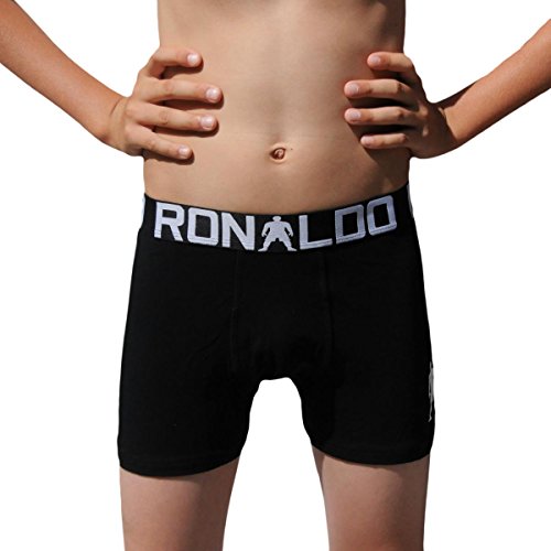 JBS CR 7 8400-51 451 Cristiano Ronaldo Underwear, bóxer Boys, Pack de 2, para niños y Adolescentes, Suave y Ultra cómodo, 95% algodón 5% elastán, Negro/Blanco, tamaño 4/6