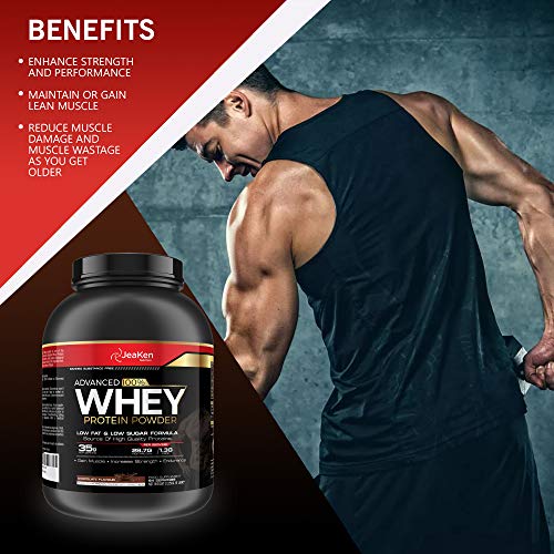 JeaKen - PROTEINA WHEY ISOLATE- Proteinas para Aumentar Masa Muscular y Proteinas para Adelgazar- Pre-entrenamiento, Recuperación y Mantenimiento Muscular- 64 Porciones (35 g por porción), 2.25 kg