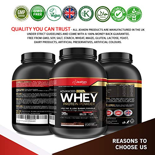 JeaKen - PROTEINA WHEY ISOLATE- Proteinas para Aumentar Masa Muscular y Proteinas para Adelgazar- Pre-entrenamiento, Recuperación y Mantenimiento Muscular- 64 Porciones (35 g por porción), 2.25 kg