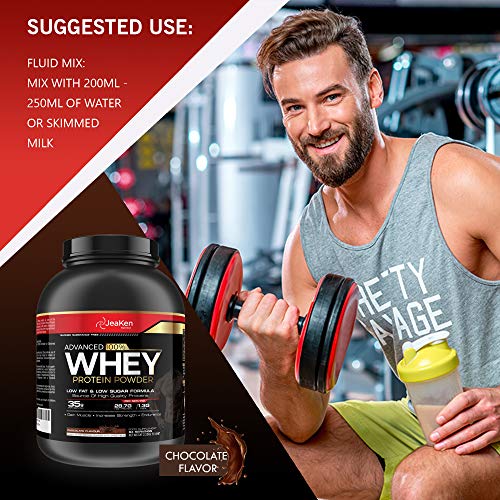 JeaKen - PROTEINA WHEY ISOLATE- Proteinas para Aumentar Masa Muscular y Proteinas para Adelgazar- Pre-entrenamiento, Recuperación y Mantenimiento Muscular- 64 Porciones (35 g por porción), 2.25 kg