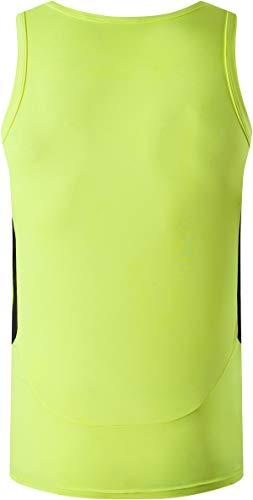 jeansian Hombres Camiseta De Tirantes Deportivas Wicking Quick Dry Vest tee Tank Top Verano Correr Training LSL3306 GreenYellow XXL