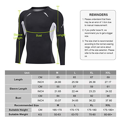 JEPOZRA Camiseta Deporte Hombre Manga Larga Compresión Camisetas Basicas Transpirable para Fitness Running Ciclismo Correr Gym Entrenamiento (Negro, XXL) JEPOZRA Camiseta Deporte Hombre Manga Larga Compresión Camisetas Basicas Transpirable para Fitness Running Ciclismo Correr Gym Entrenamiento (Negro, XXL)