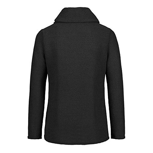 Jerseys De Punto para Mujer Cuello de Tortuga Manga Larga Suelto Prendas de Punto Suéter Irregular Jerséis Collar de la Pila Tops Cálido Otoño Invierno riou (z-Black, XXL)