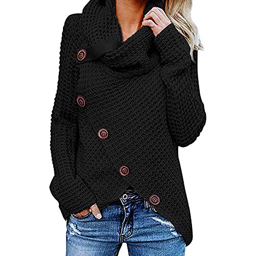 Jerseys De Punto para Mujer Cuello de Tortuga Manga Larga Suelto Prendas de Punto Suéter Irregular Jerséis Collar de la Pila Tops Cálido Otoño Invierno riou (z-Black, L) Jerseys De Punto para Mujer Cuello de Tortuga Manga Larga Suelto Prendas de Punto Suéter Irregular Jerséis Collar de la Pila Tops Cálido Otoño Invierno riou (z-Black, L)