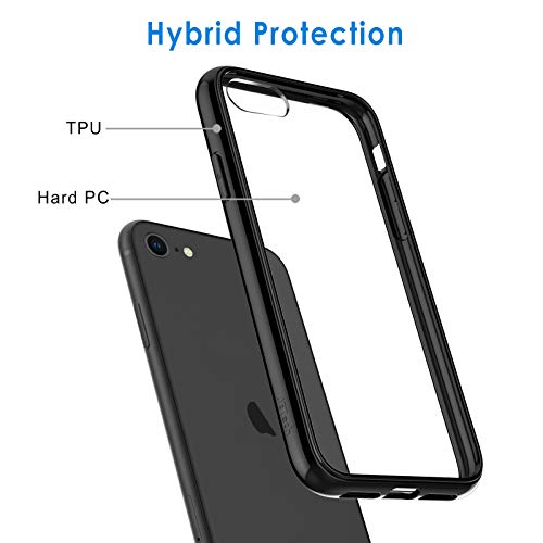 JETech Funda Compatible iPhone 8/7/SE (2020 2ª Generación), Anti- Choques y Anti- Arañazos, Negro