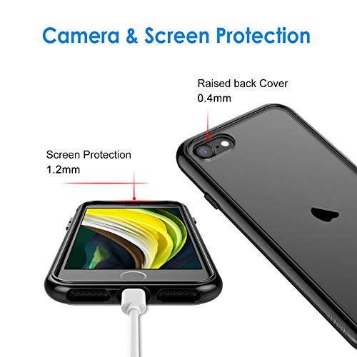 JETech Funda Compatible iPhone 8/7/SE (2020 2ª Generación), Anti- Choques y Anti- Arañazos, Negro