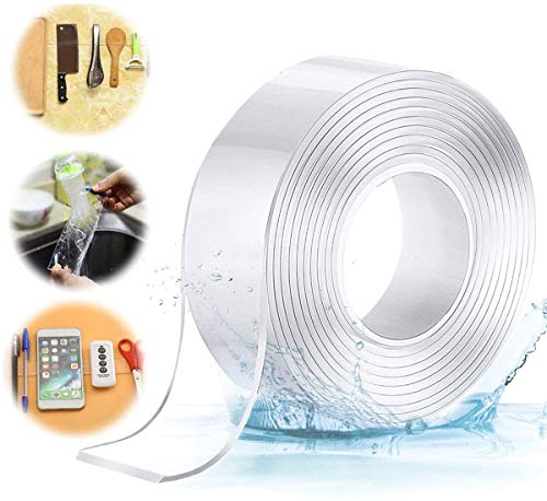 Jeteven Cinta Adhesiva Lavable, Reutilizable Nano Tape, Cinta Doble Cara Extra Fuerte, Cinta de Doble Cara Multifuncional Cinta Adhesiva Extraíble transparente 9.84FT